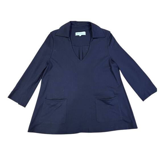 Tuckernuck Tops - TUCKERNUCK Navy Blue Collar Pockets Jersey Sailor Nautical Top Sweatshirt MEDIUM
